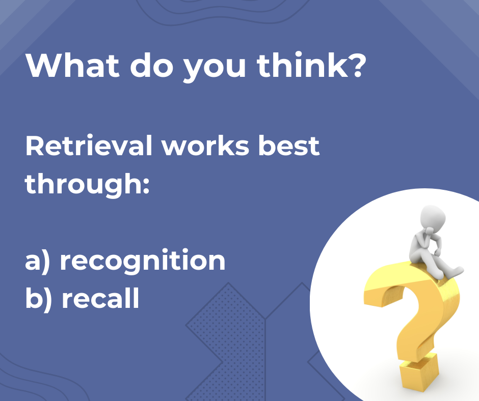 Short quiz about retrieval through recognition and recall